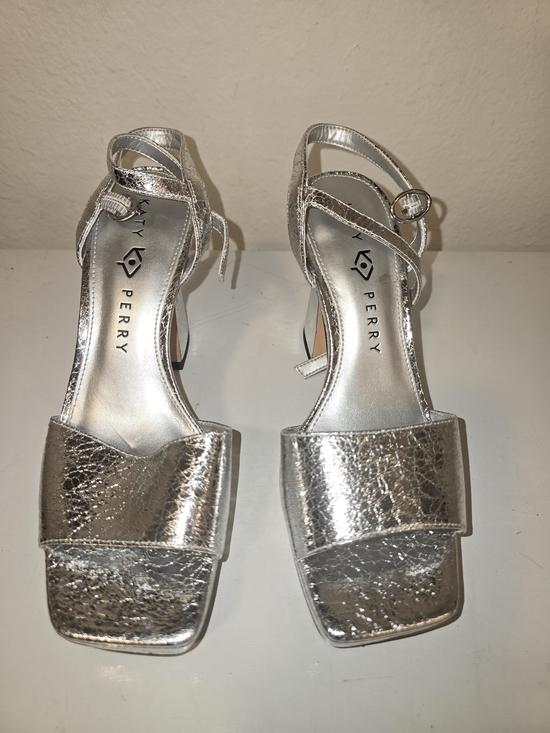 Katy Perry Collections Shoes - Katy Perry Collections Silver Metallic Block Heel Sandals